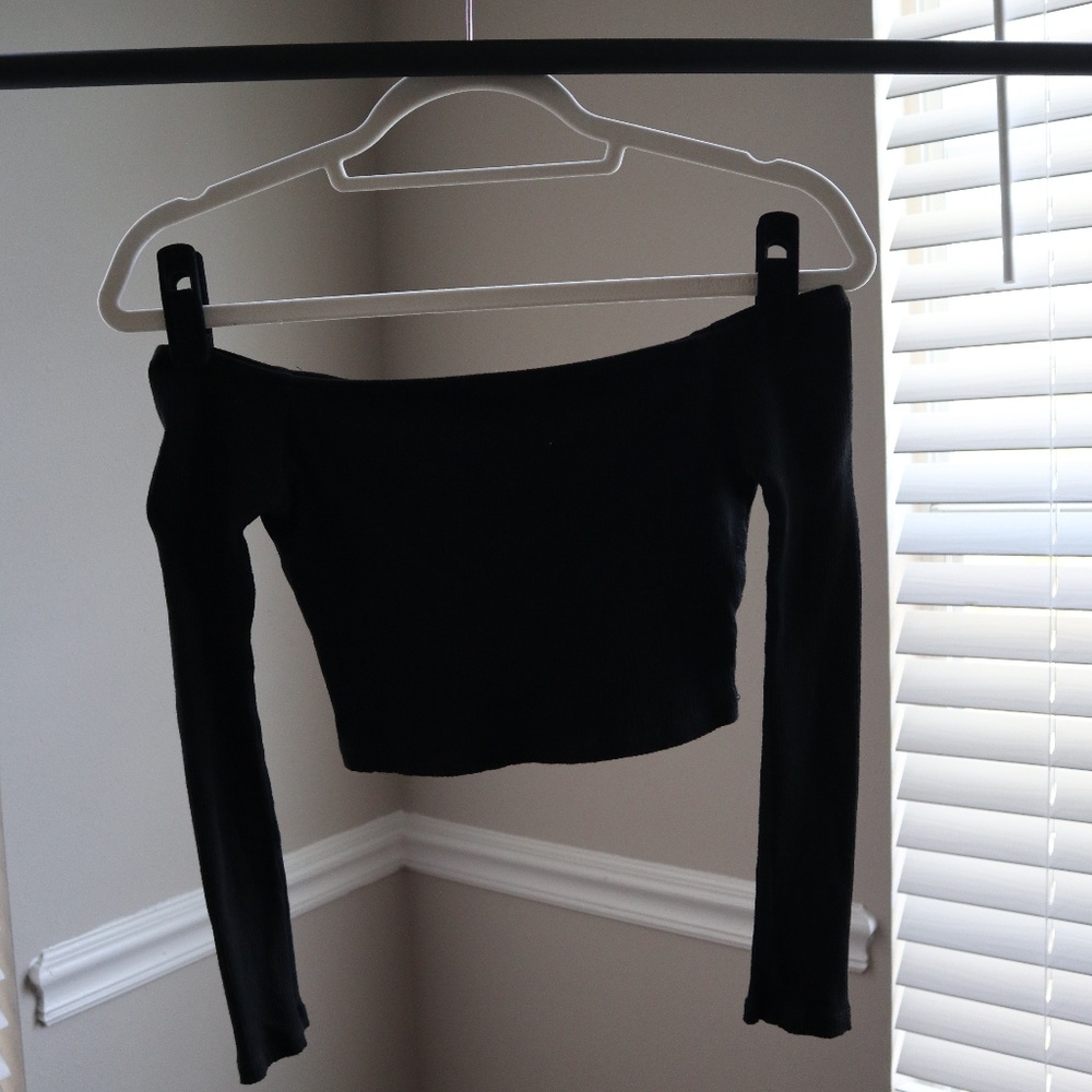 Off the shoulder black crop top